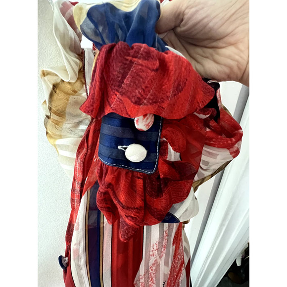 NWT Vintage '06 Roberto Cavalli Silk red blue Mousseline Ruffled Blouse Sz S - Picture 9 of 13